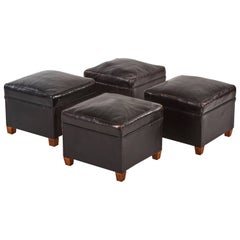 French Art Deco Leather Footstools