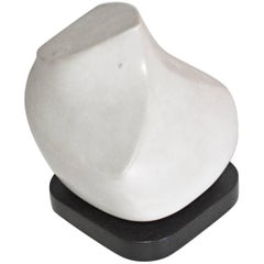 Contemporary White Marble Sculpture on Stand 1