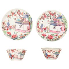 Pair of Chinese Export Porcelain Cups and Saucers, 18th Century