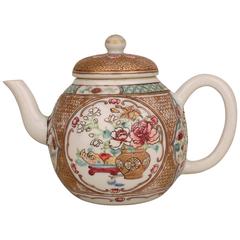Antique Chinese Porcelain Famille Rose Teapot and Cover, 18th Century