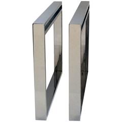 Pair of Hollis Jones Style Polished Nickel Box Coffee Table Bases 6
