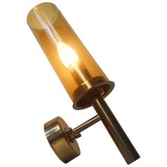 Tall Brass and Glass Tubular Wall Sconce by Hans-Agne Jakobsson for Markaryd AB 4