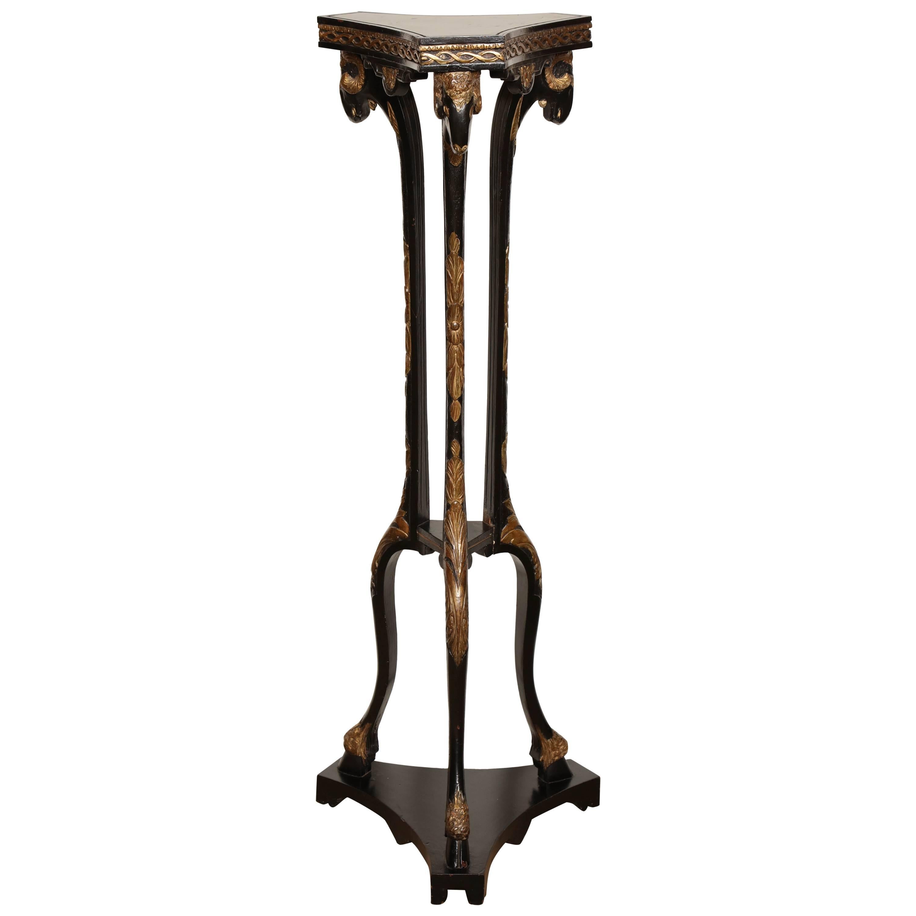 19th Century Neoclassical, Black Lacquer and Parcel-Gilt Stand For Sale