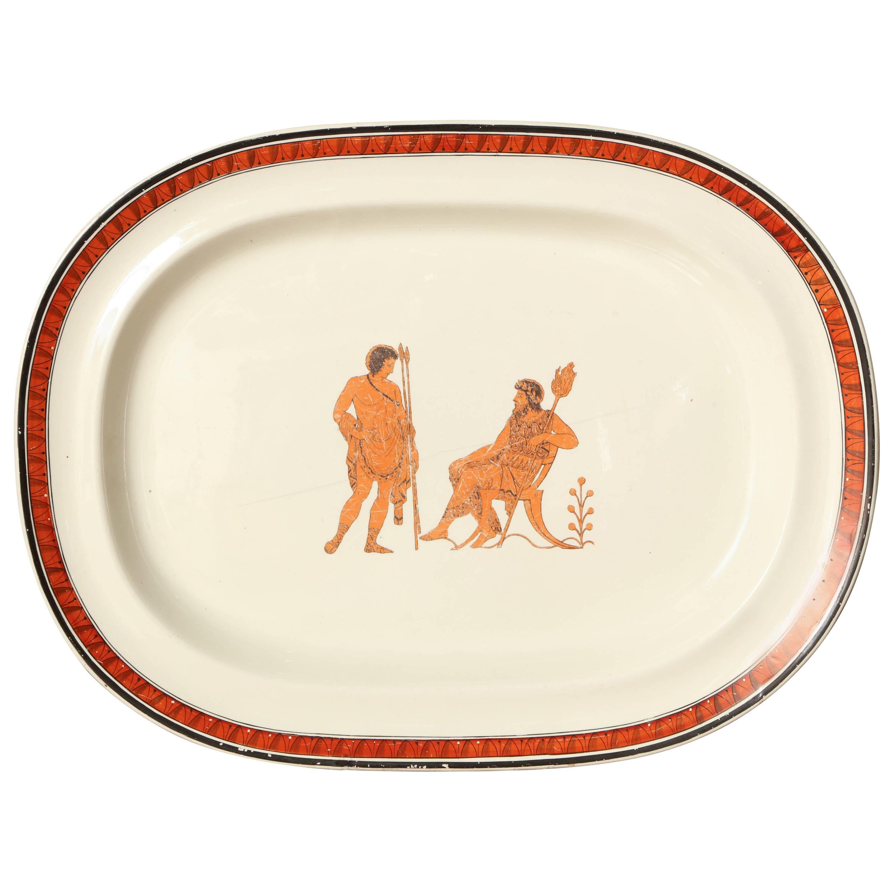 19th Century Creamware Platter in the Etruscan Style For Sale