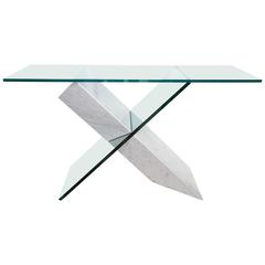 White Marble and Glass Geometric Console Table by Reflex for Roche Bobois