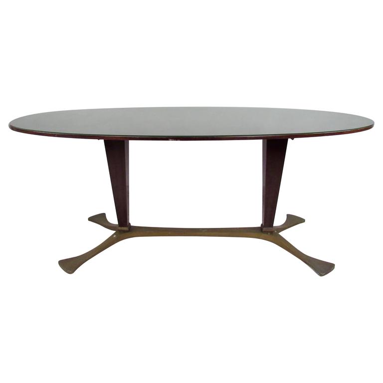 Elegant Italian Glass Top Dining Table, 1950s at 1stdibs