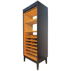 Tall Mid-Century Swedish Roll-Front File Cabinet