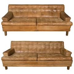 Pair of Arne Norell Mexico Sofas in Natural Leather, circa 1960