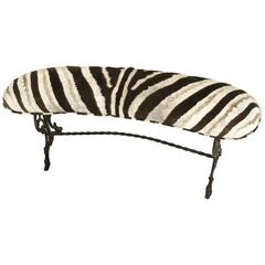 Vintage Victorian Style Iron Bench in Zebra Hide