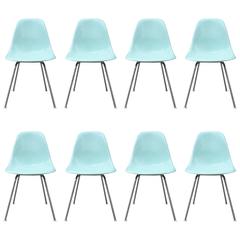 Eight Super Rare Herman Miller Eames Dining Chairs in Robin's Egg Blue