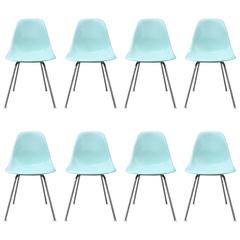 Eight Super Rare Herman Miller Eames Dining Chairs in Robin's Egg Blue