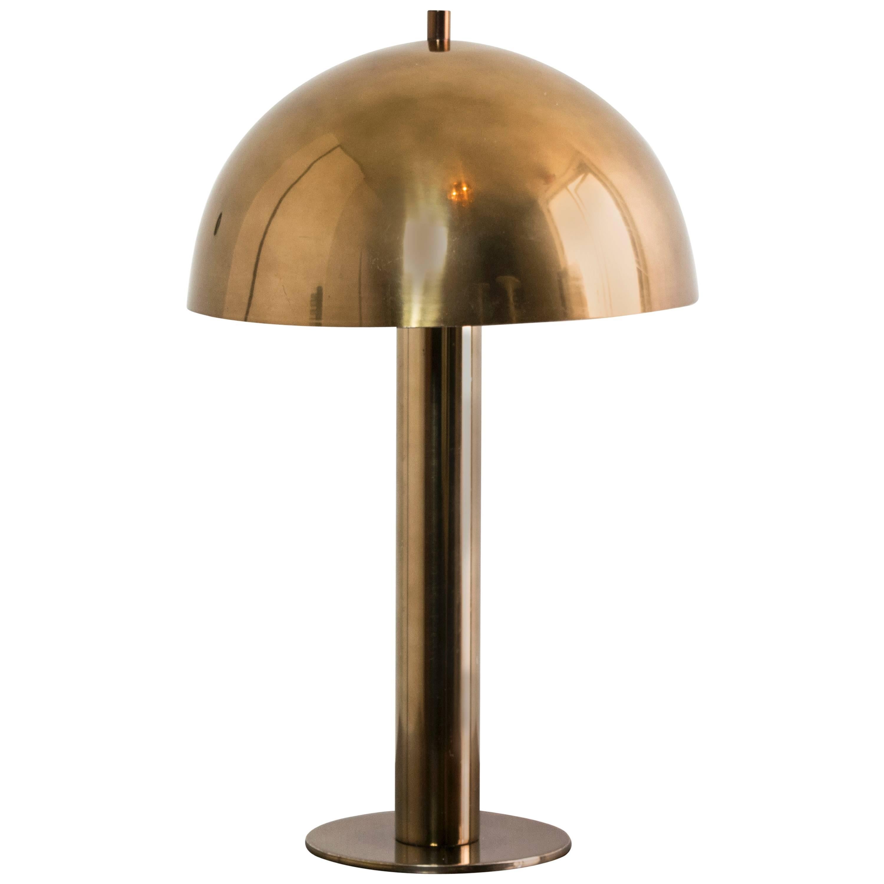 Unusual Copper Toned Laurel Mushroom Lamp