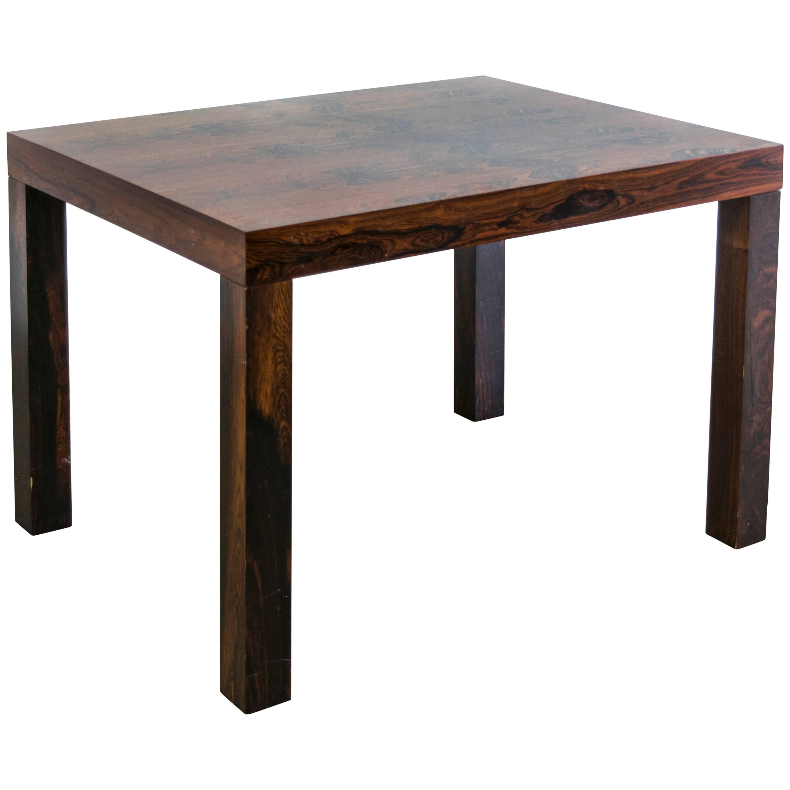 Dramatically Patterned Rosewood Mobler Parsons Table For Sale