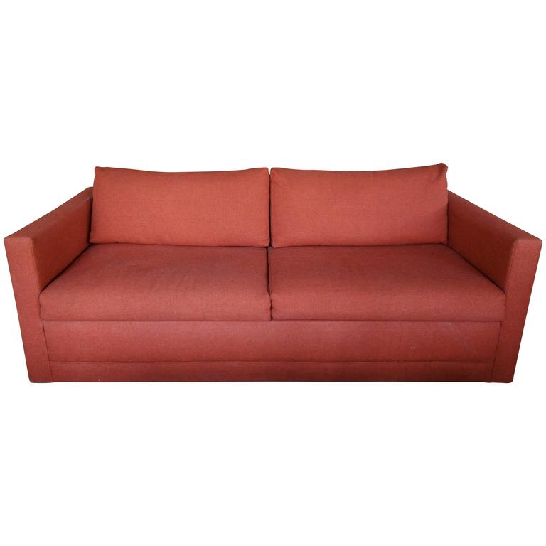 1970s Architectural Modern Rust Color Tweed Sofa Bed 1970s Architectural Modern Rust Color Tweed Sofa Bed