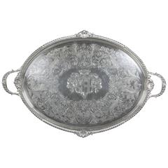 Antique George III Sterling Two Handled Silver Tray