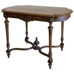 19th Century Louis XVI Hand-Carved French Walnut Neoclassical End Table