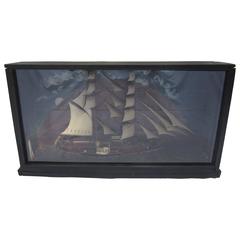 Antique Shadow Box with a Ship Model