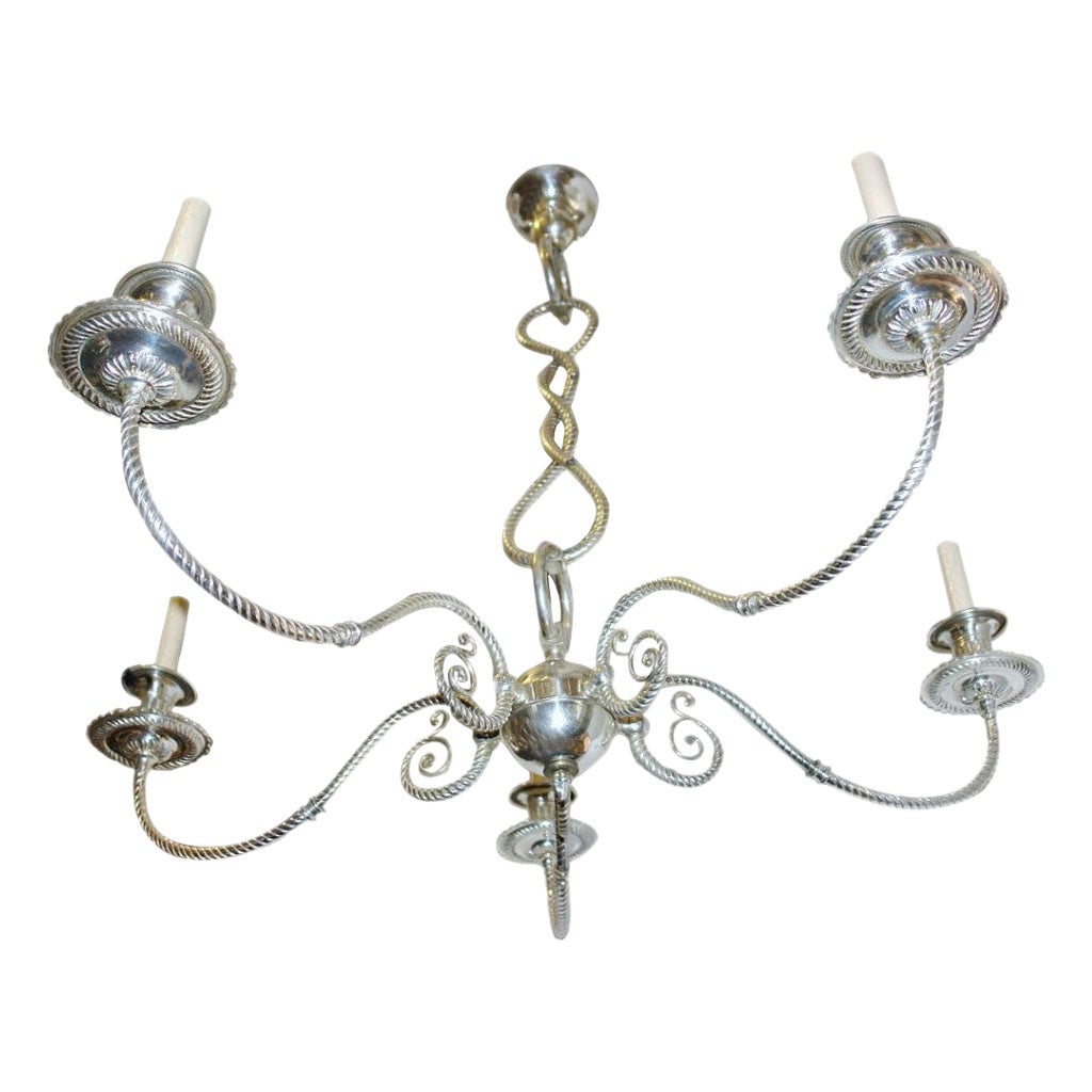 Silver Plated "Rope" Chandelier For Sale