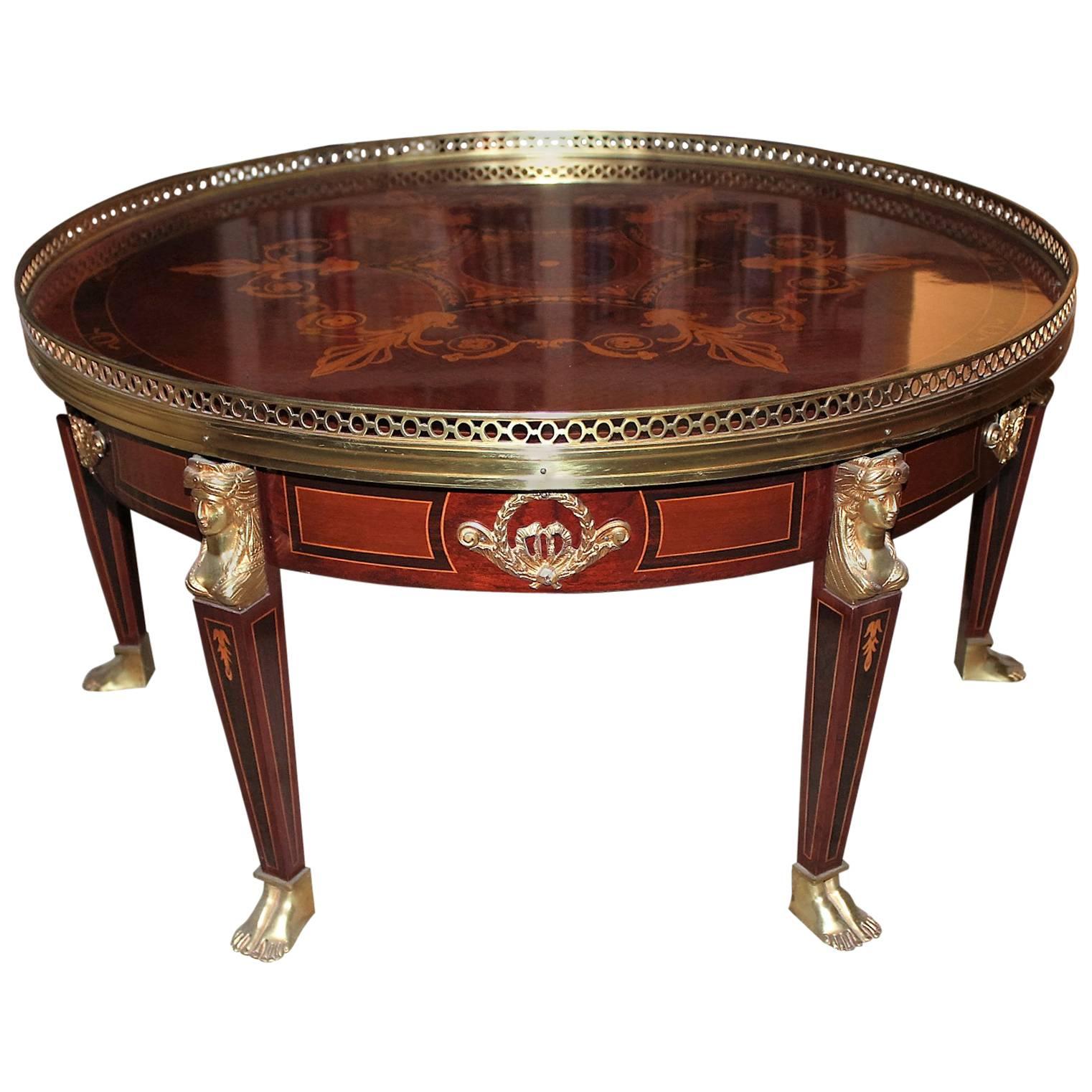 French Empire Round Inlaid Coffee Table
