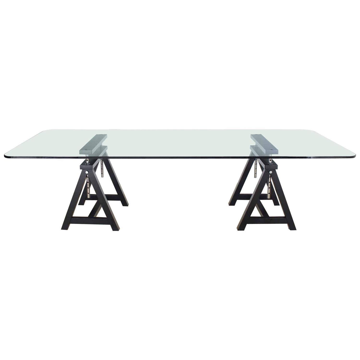 Large Glass Top Conference Table For Sale at 1stdibs