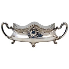 Grande Fioriera d'argento italiana con rivestimento in vetro, circa 1880