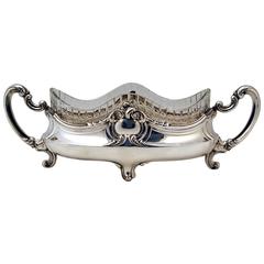 Silver Italian Large Stunning Flower Bowl with Glass Liner Made, circa 1880 4