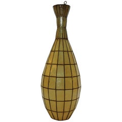 Large Elongated Vase Form Capiz Shell Pendant Chandelier