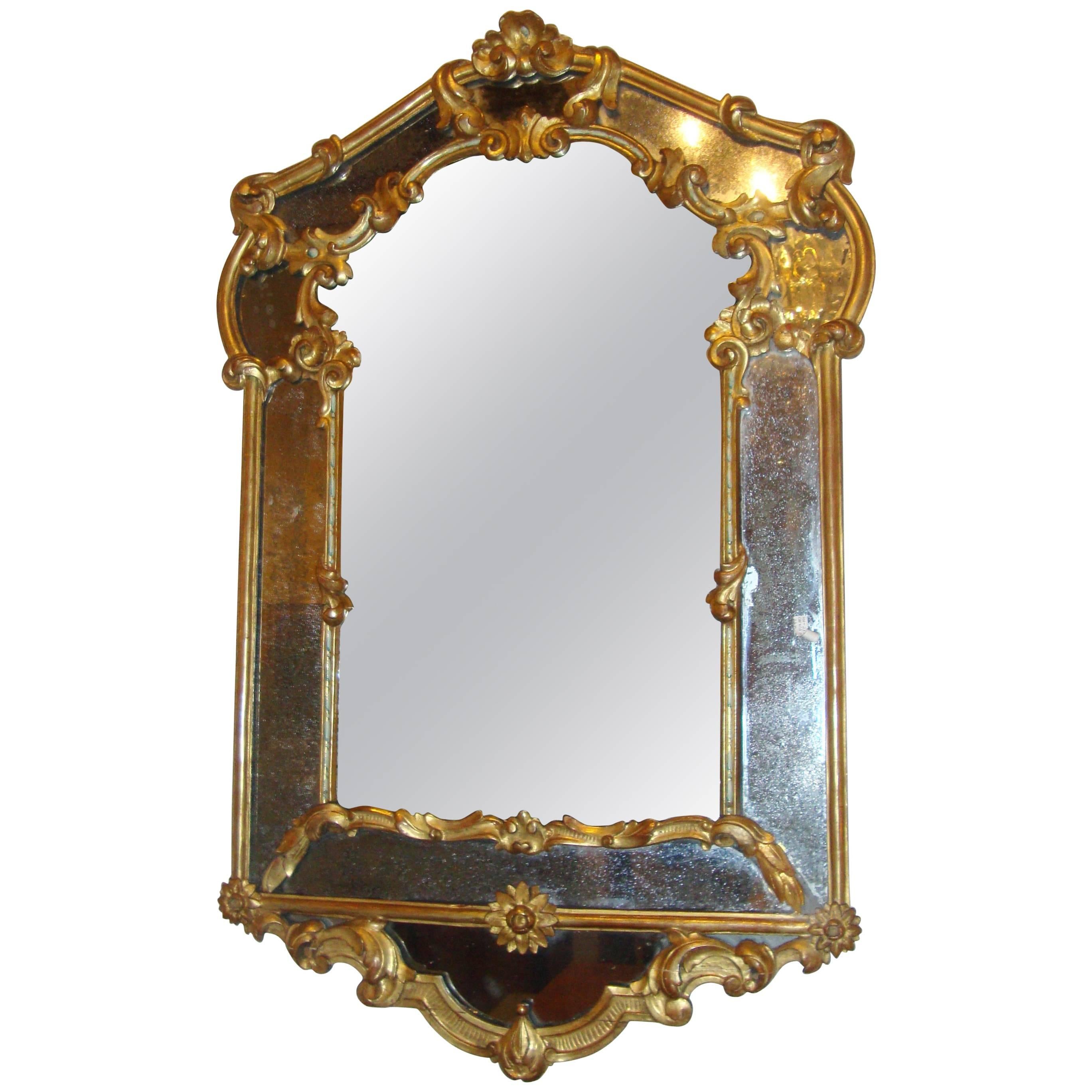 Italian Giltwood Wall or over the Mantle Mirror