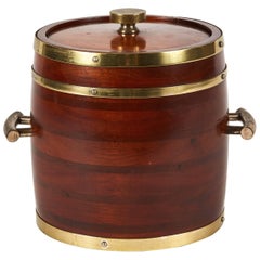 Wooden Ice Bucket with Brass Fittings from England Circa 1920