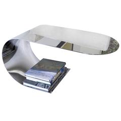 Contemporary Freischwinger-Tisch aus recyceltem Metall Stahl/Messing, Minimal Style