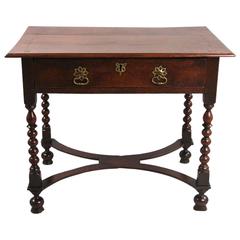 William and Mary Oak Table with Drawer