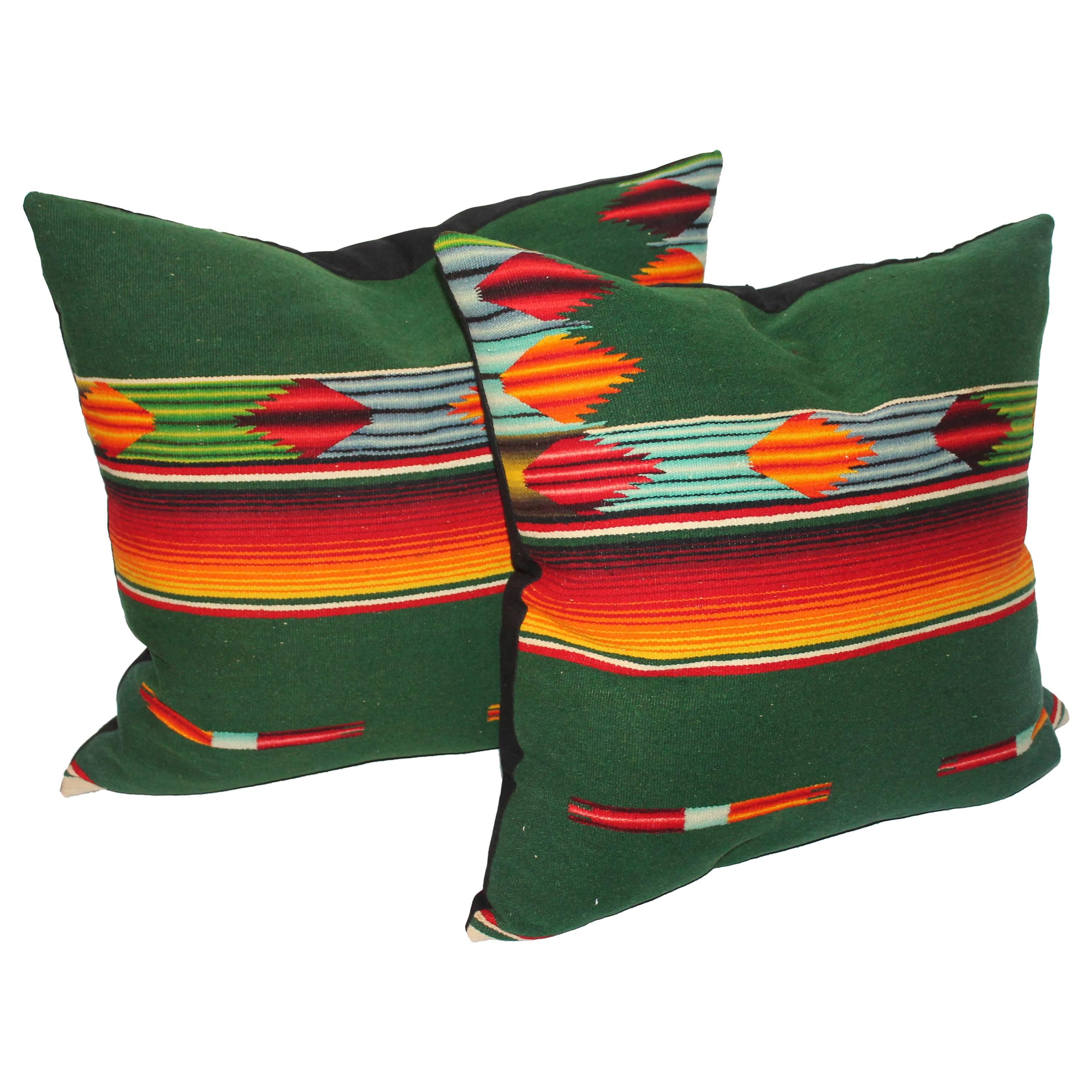 Pair of Mexican Handwoven Serape Pillows