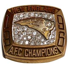 Used 1996 New England Patriots AFC Championship Staff Ring, All Real Diamond NFL gold