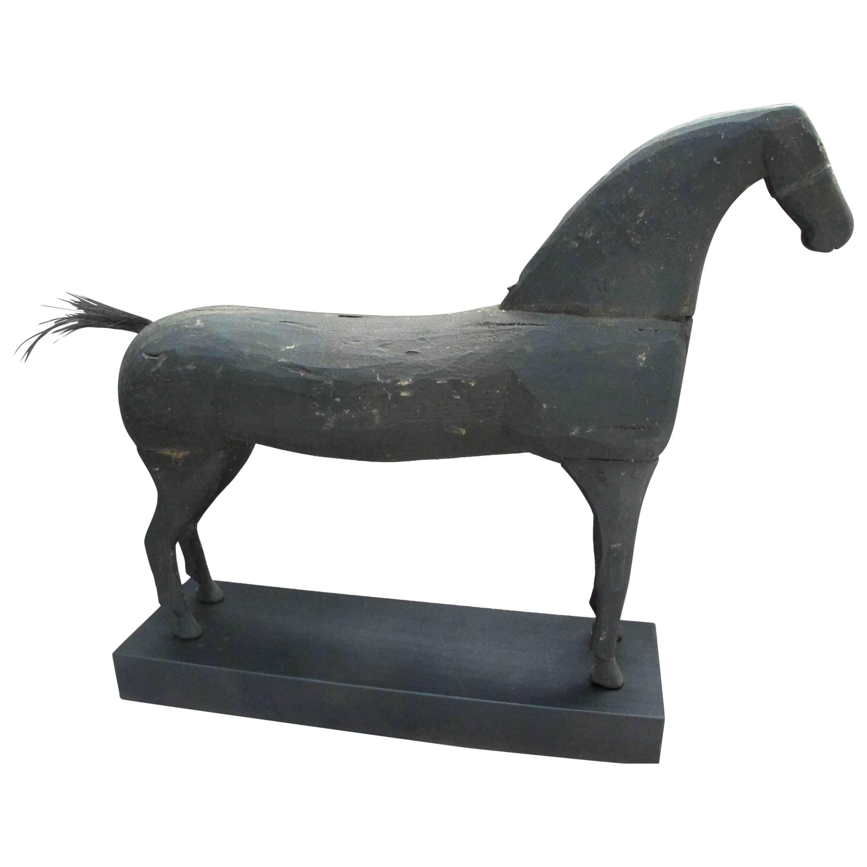 Carved Wood Horse Folk Sculpture For Sale