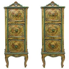 Pair of 19th Century Painted Venetian Lingerie Chests