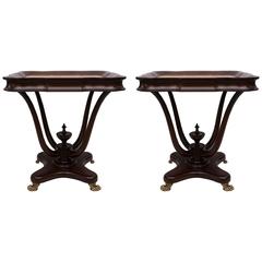 Pair of Late 19th Century Galleried Side Tables with Marble Inset