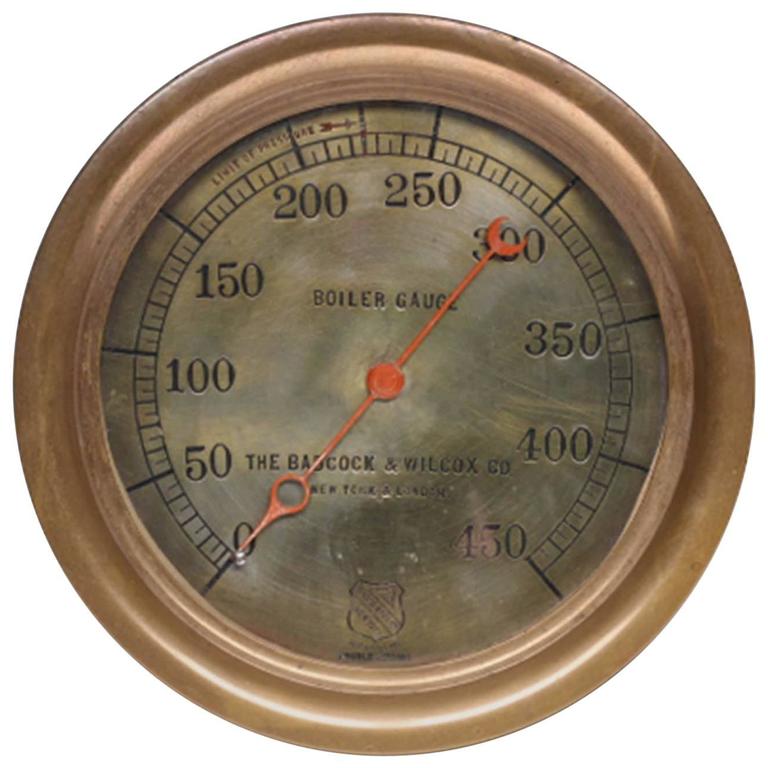 Early 20th Century Large Brass Pressure Gauge For Sale at 1stDibs