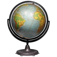 Early 20th Century Monumental Globe with Cast Iron Base