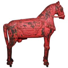 Early 20th Century Painted Rajasthan Indian Temple Horse