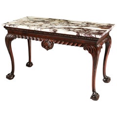 George III Mahogany Side Table with Carrara Brescia Violetta Marble Top