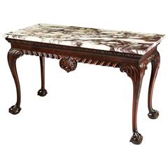 George III Mahogany Side Table with Carrara Brescia Violetta Marble Top 7