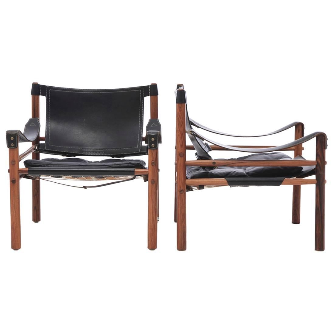 Pair of Arne Norell Safari "Sirocco" Chairs, 1960s, Sweden
