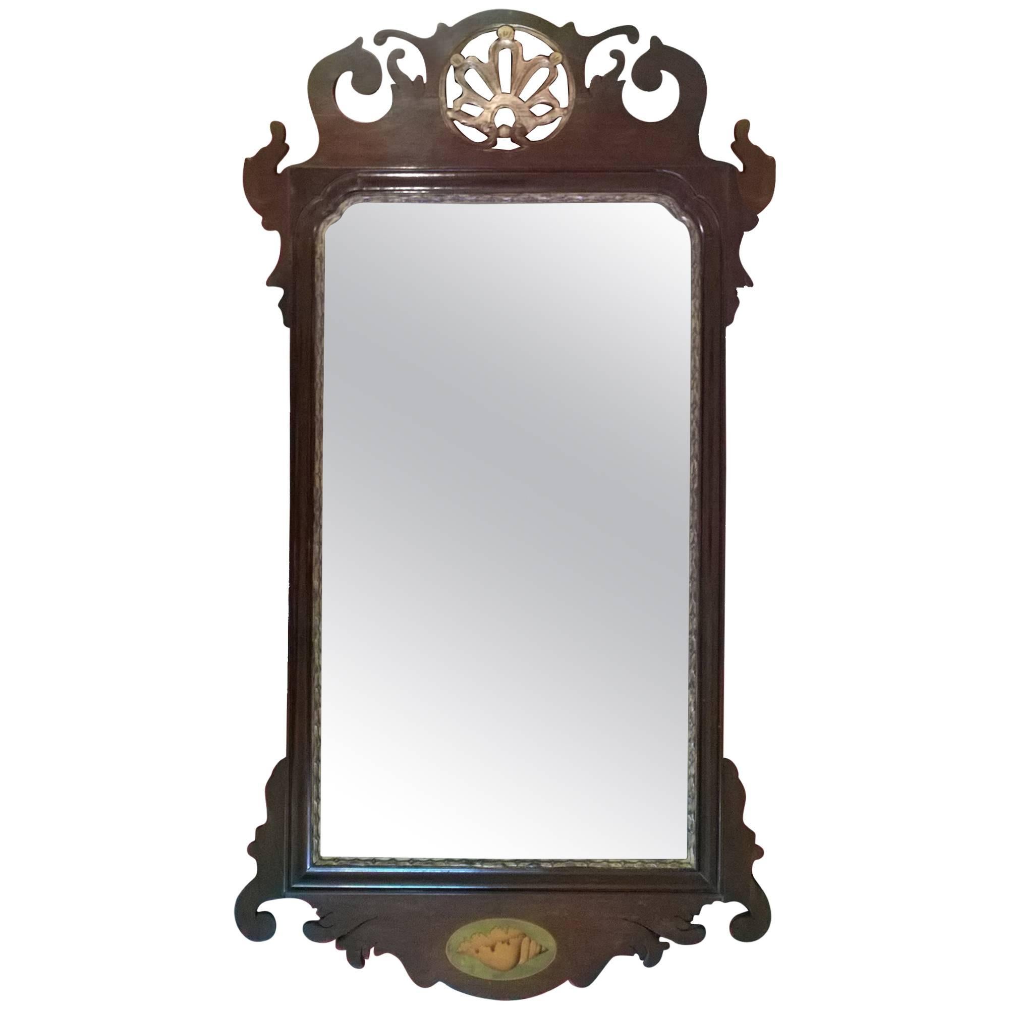 George II Style Mahogany and Parcel-Gilt Pier Mirror