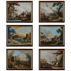 Set of Six Reverse Glass Hunting Pictures 9