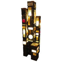 Unique Metal and Glass Floor Lamp in the Style of Poliarte, Italy 1970s