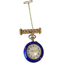 Late 19th Century, Silver, Enamel and Gold Bar Lady's Fob Watch