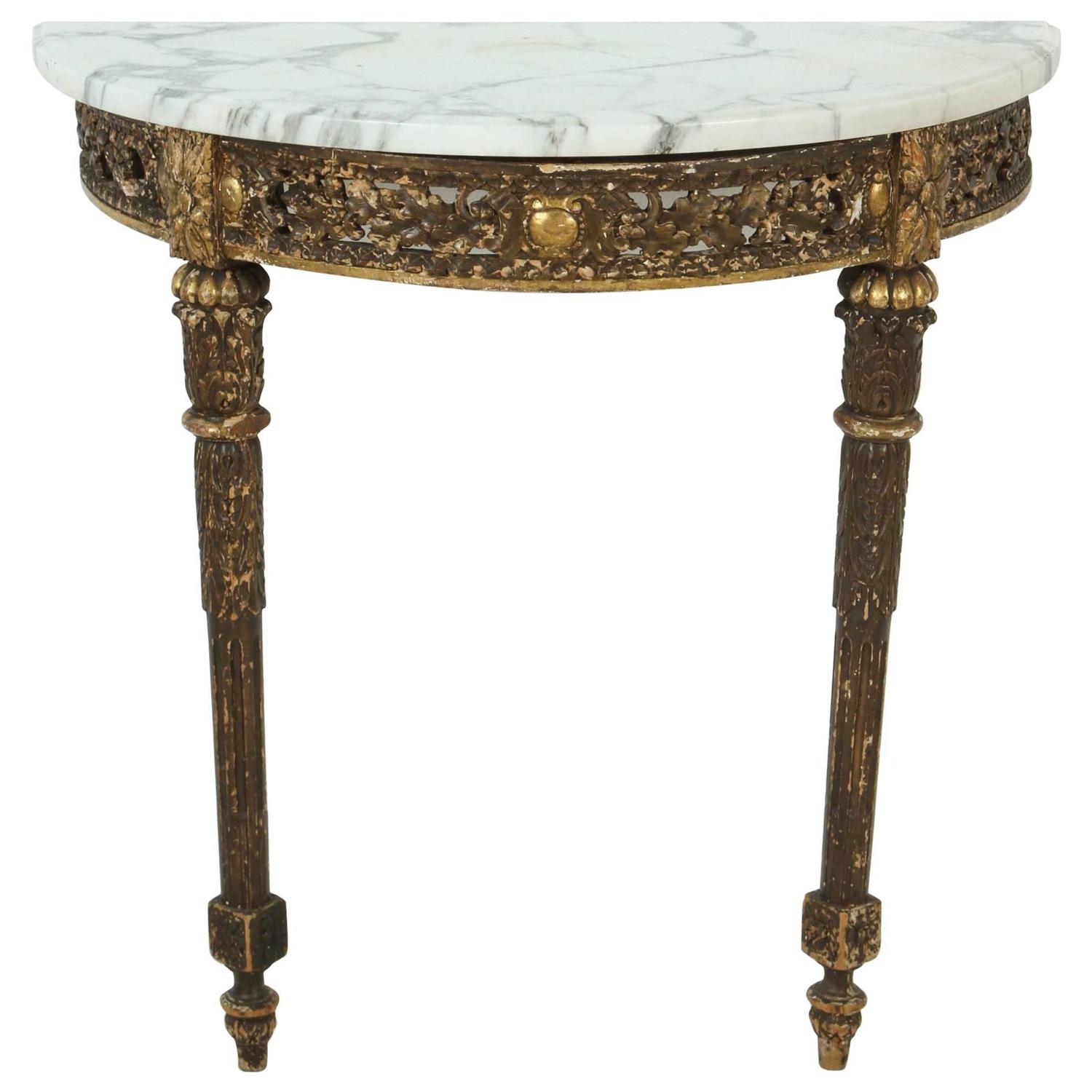 MarbleTopped Demilune Console Table For Sale at 1stdibs