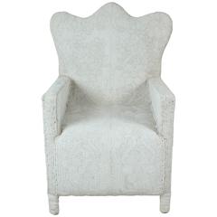 Vintage White Beaded African Chair from Nigeria