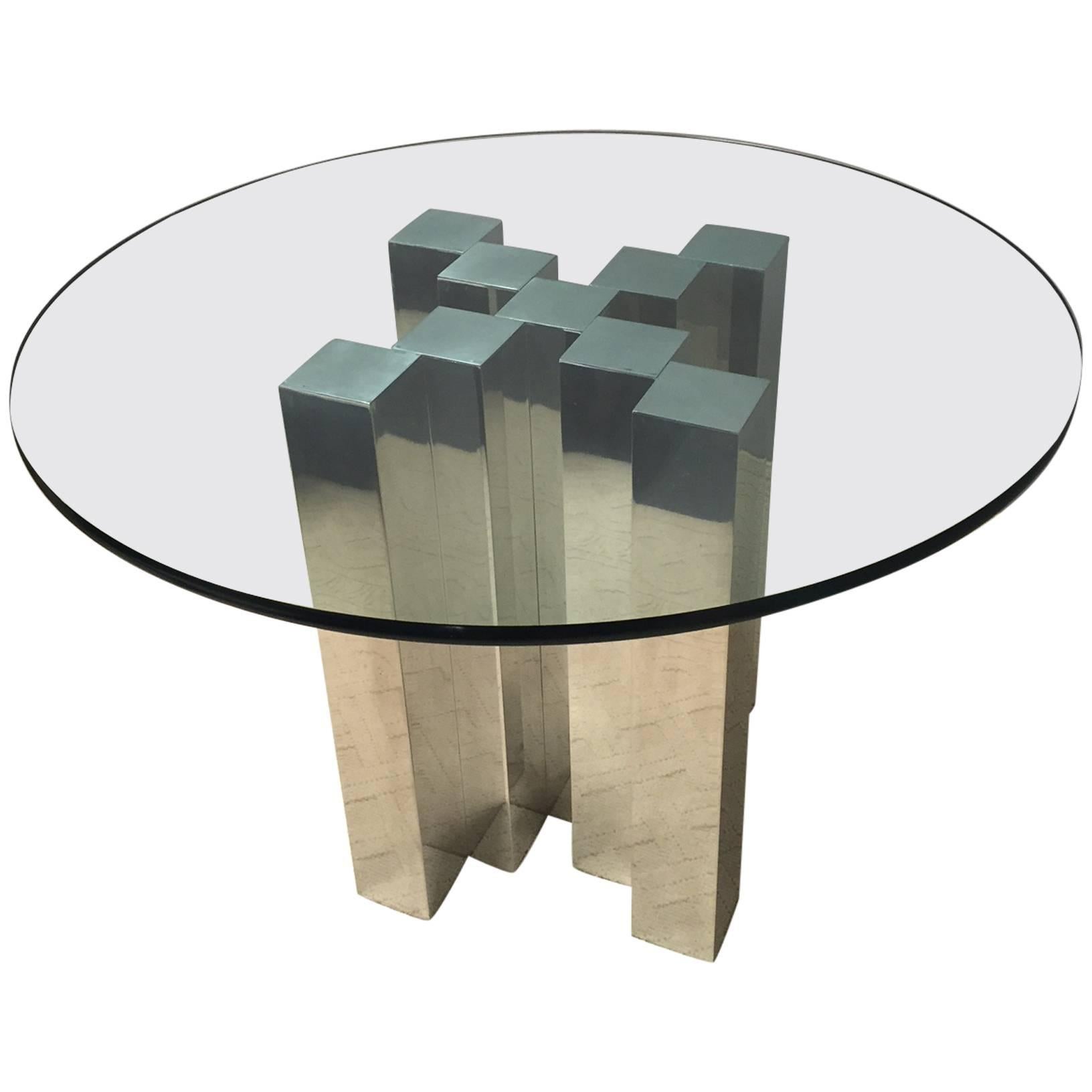 Paul Mayen Aluminum Skyscraper Pedestal Dining Table