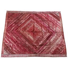 Indian Silk Sari Tapestry Quilt Patchwork Bedcover Fuchsia Color 10